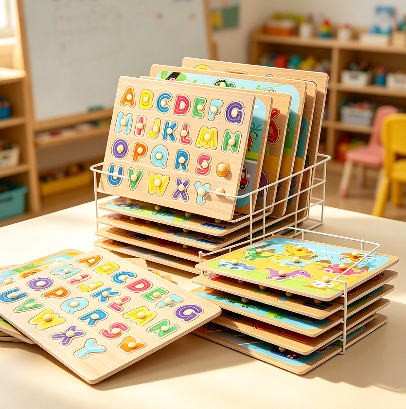 Wooden Peg Puzzle Bundle with Rack