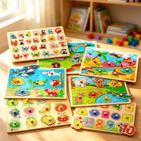 Wooden Chunky Peg Puzzle for Toddlers