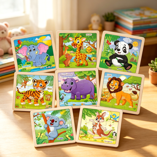 Wooden Animal Jigsaw Puzzles for Toddlers
