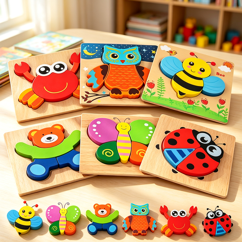 Wooden Animal Jigsaw Puzzle Gift for Kids