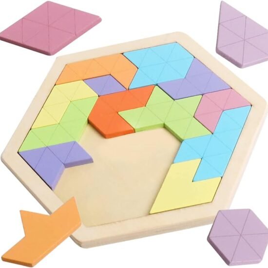 Wooden Hexagon Tangram with Shape Blocks