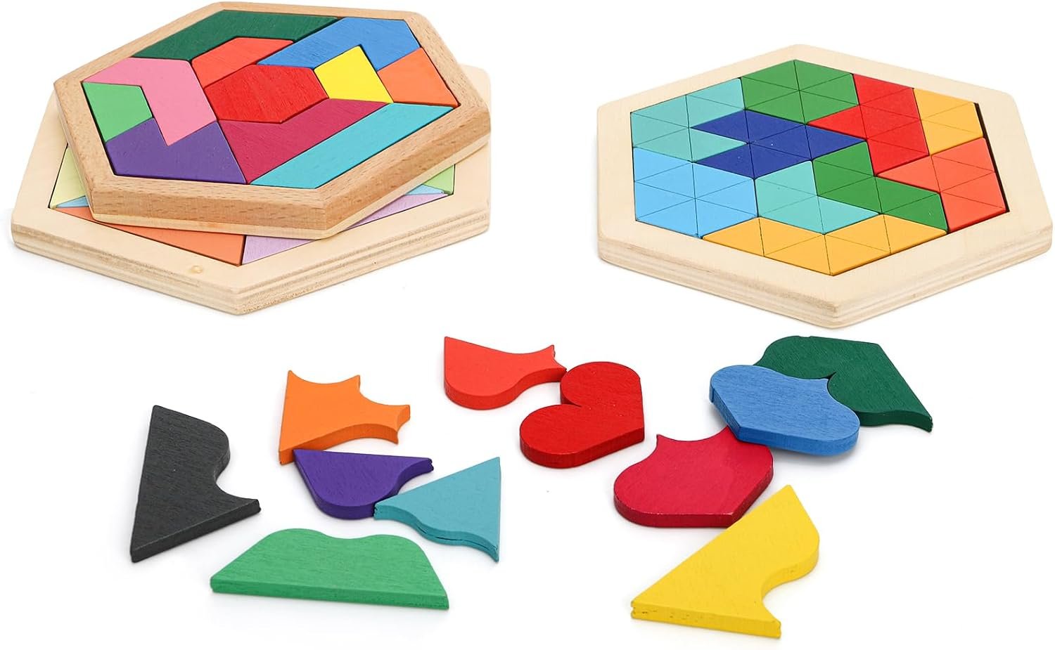 Wooden Hexagon Tangram Puzzle for Kids
