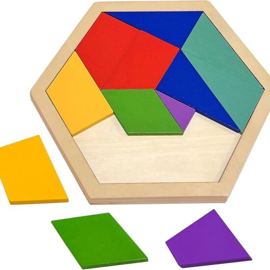 Wooden Hexagon Tangram Travel Puzzle for Kids
