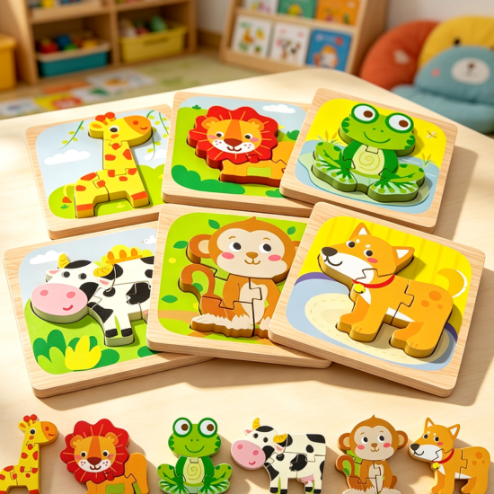 Wooden Animal Montessori Puzzles for Toddlers