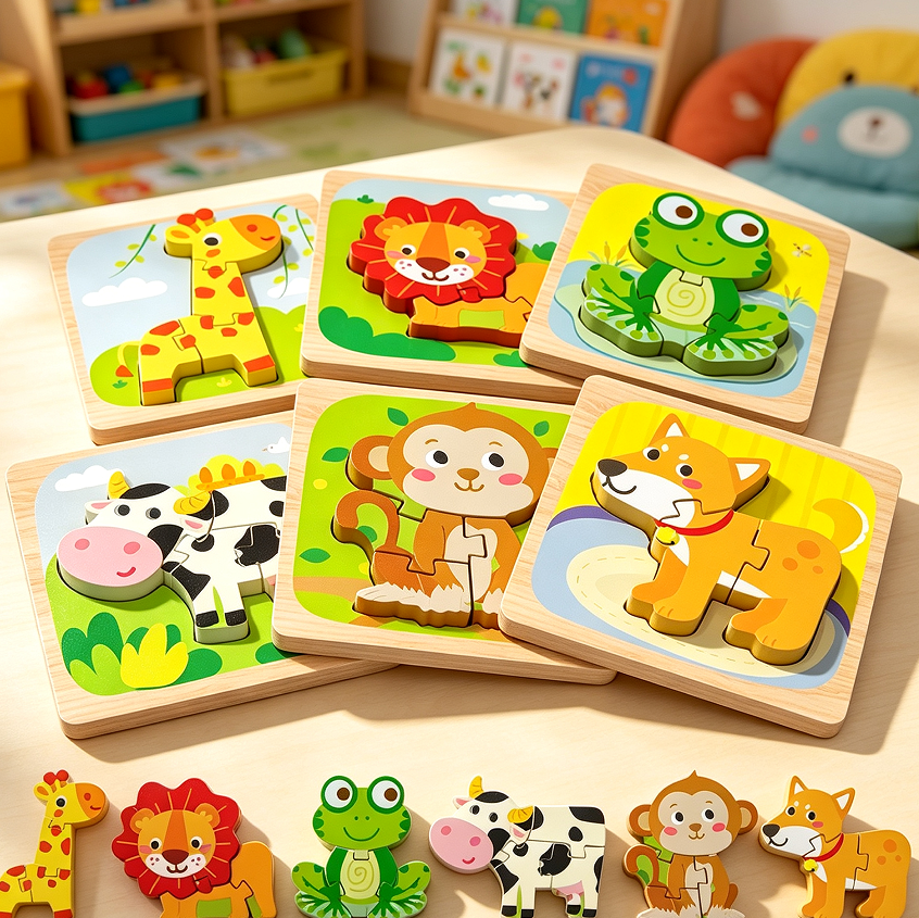 Wooden Animal Montessori Puzzles for Toddlers