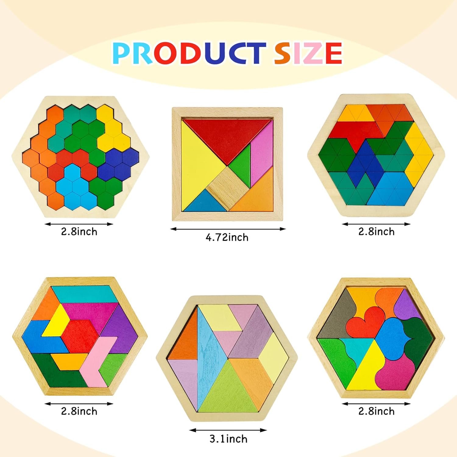 Wooden Hexagon Tangram Puzzle for All