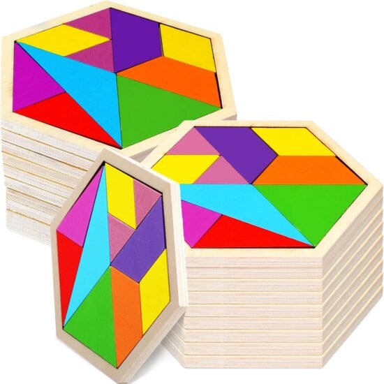Wooden Hexagon Tangram Puzzle Set for Students