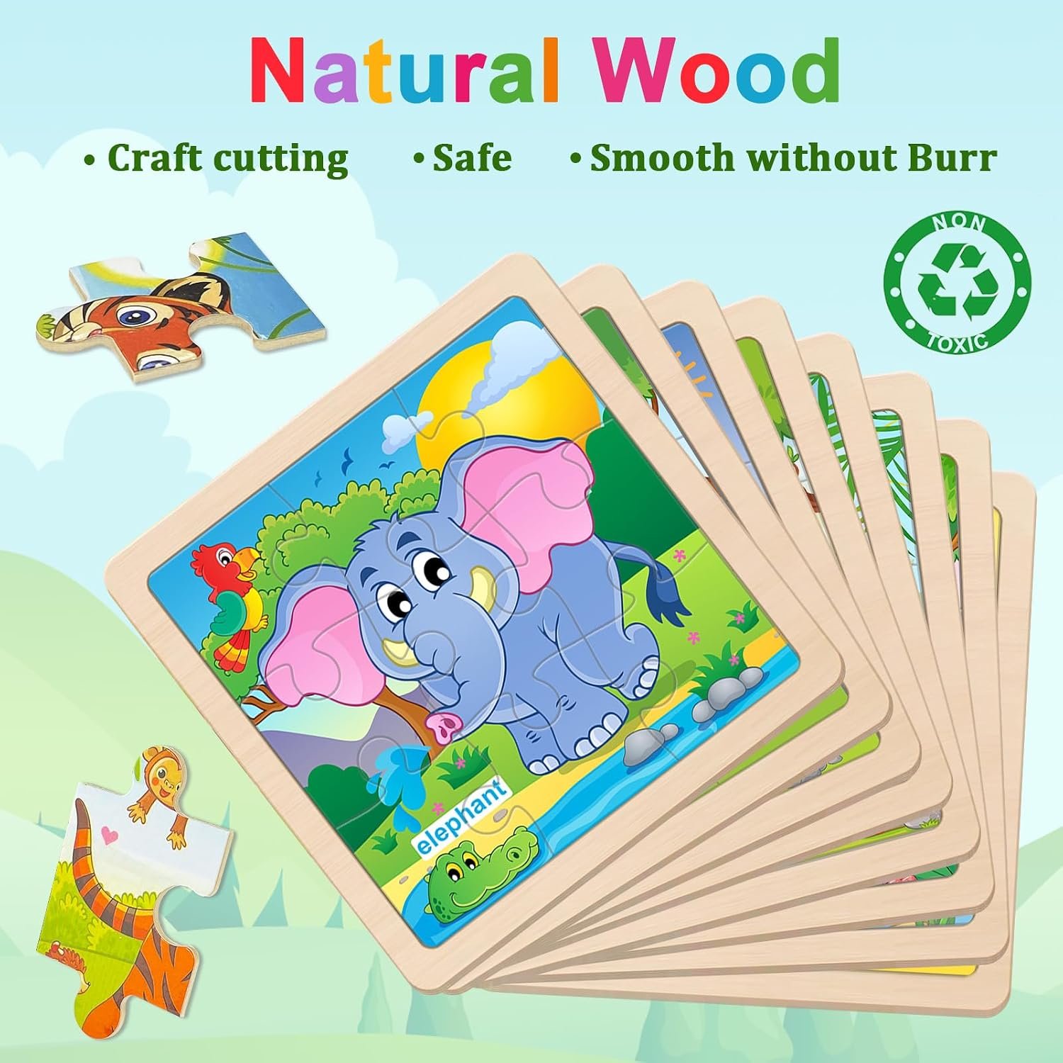 Wooden Animal Jigsaw Puzzles for Toddlers