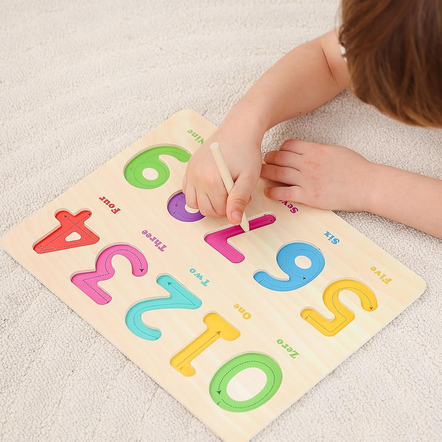 Wooden Alphabet Number Peg Puzzle for Toddlers