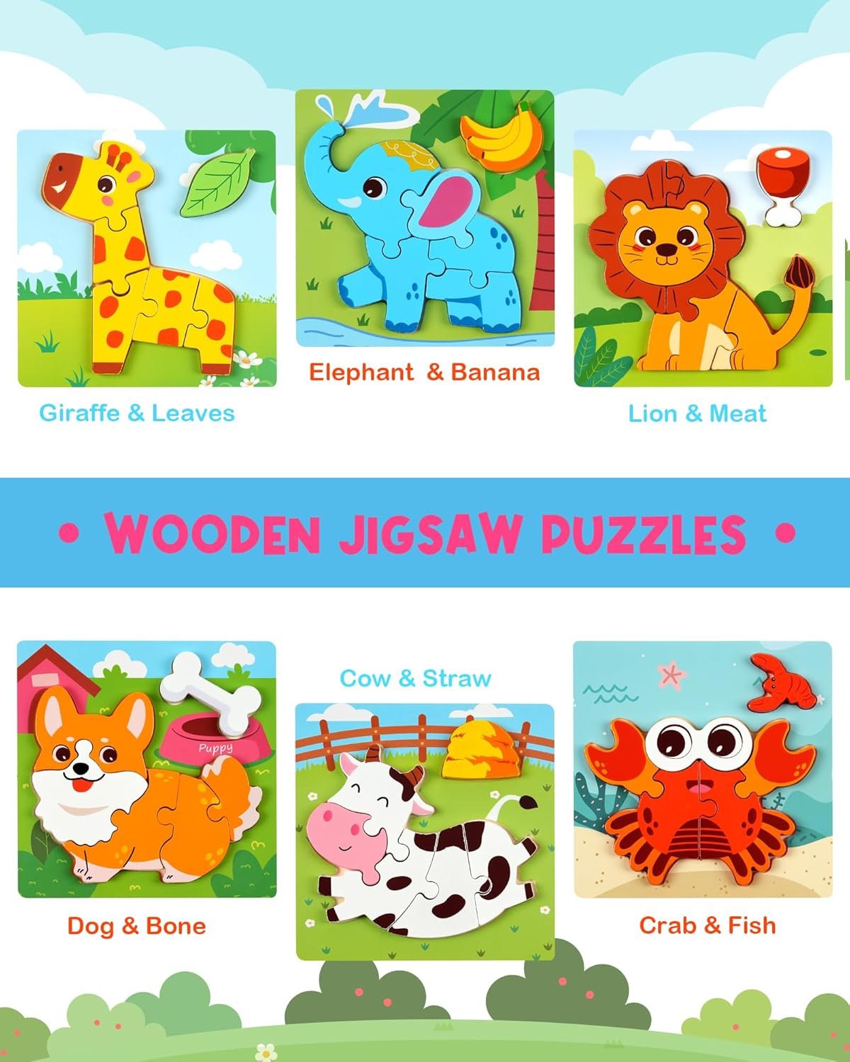 Wooden Animal Jigsaw Puzzle for Kids