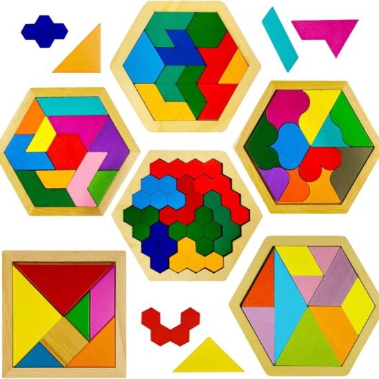 Wooden Hexagon Tangram Puzzle for All