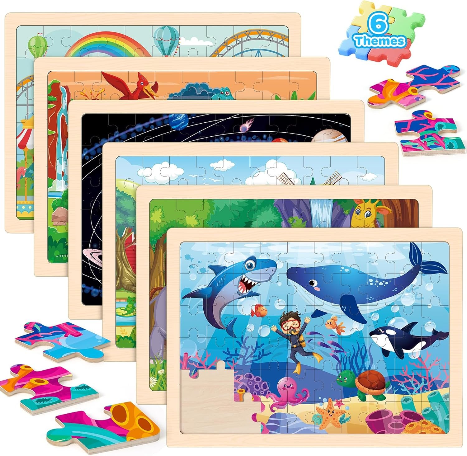 Wooden Dinosaur Animal Jigsaw Puzzles for Kids