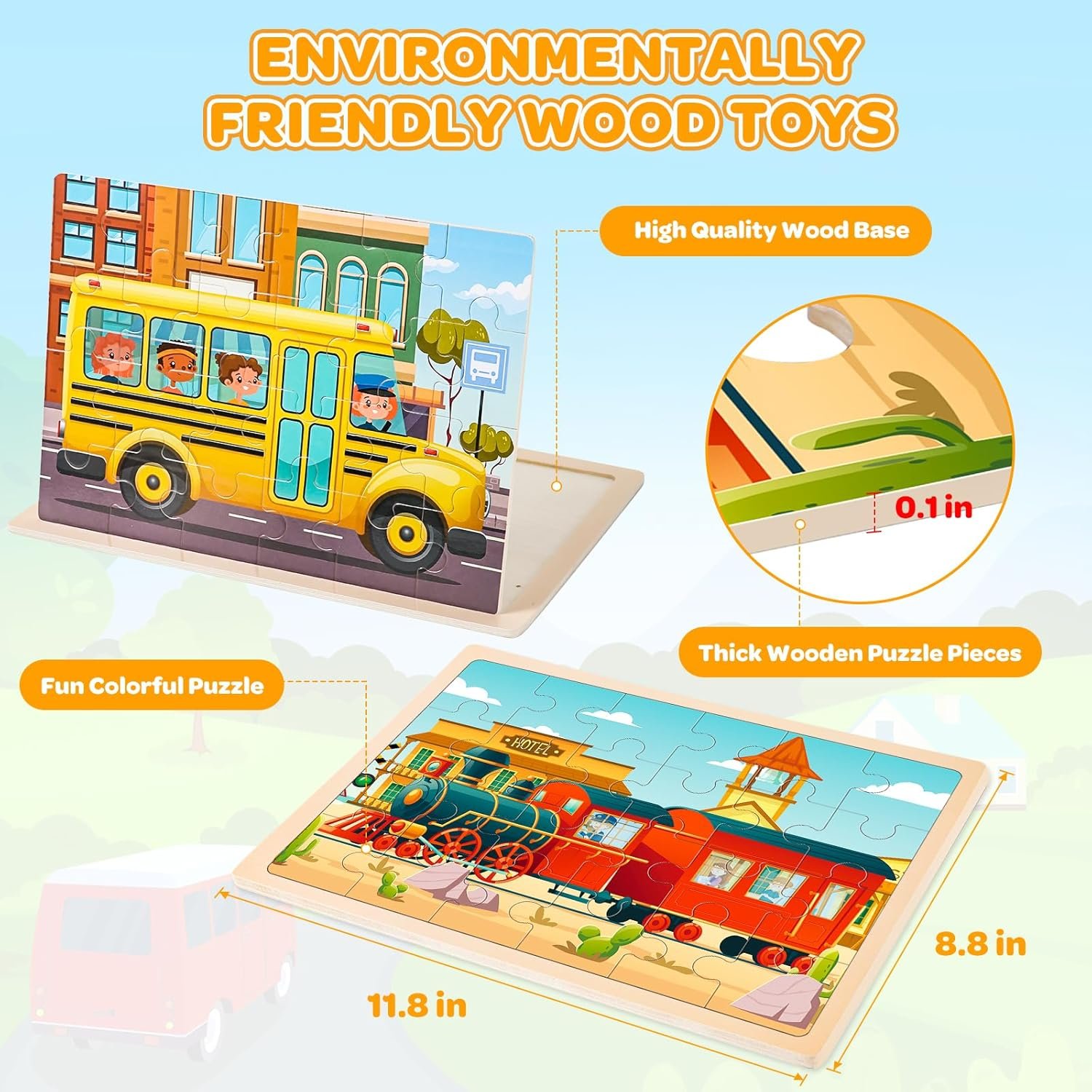 Wooden Vehicle Jigsaw Puzzle for Kids