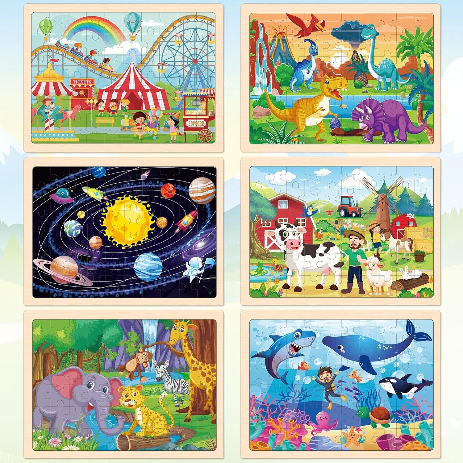 Wooden Dinosaur Animal Jigsaw Puzzles for Kids