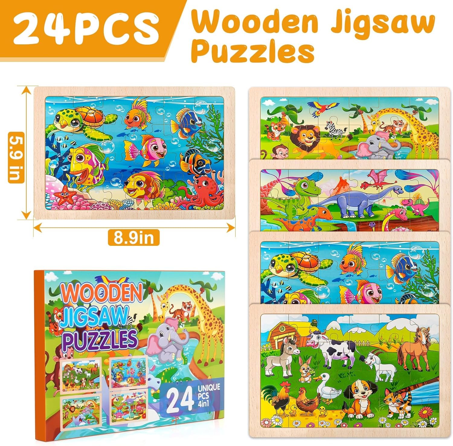 Wooden Animal Jigsaw Puzzle for Young Children