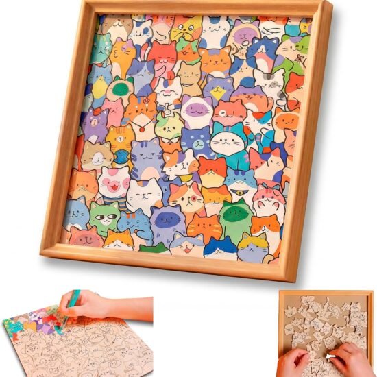 Wooden DIY Cat Puzzle with Colouring Pens