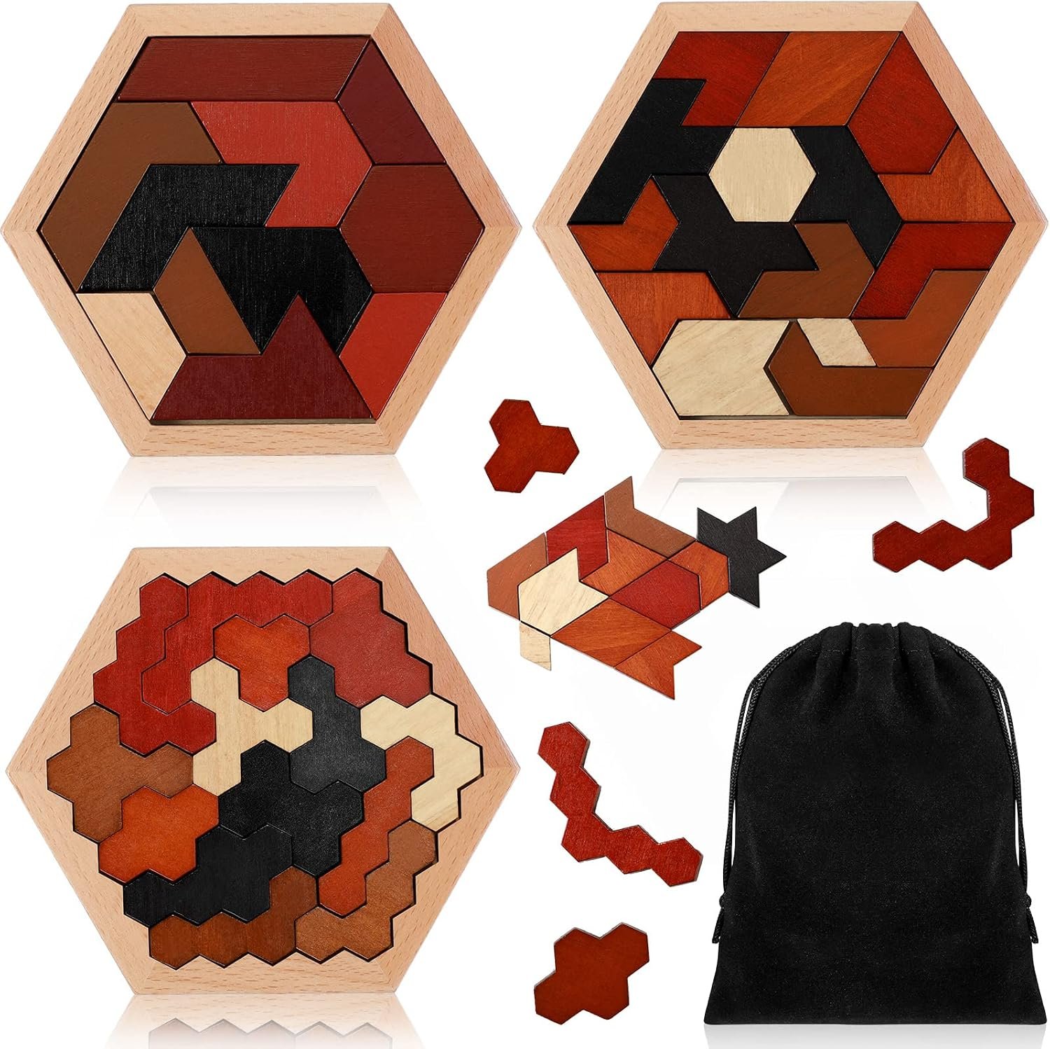 Wooden Hexagon Russian Block Puzzle for Adults