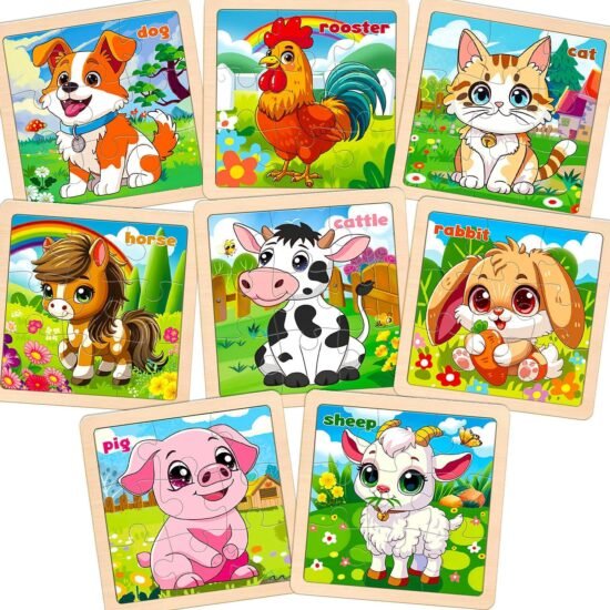 Wooden Farm Animal Jigsaw Puzzle Set